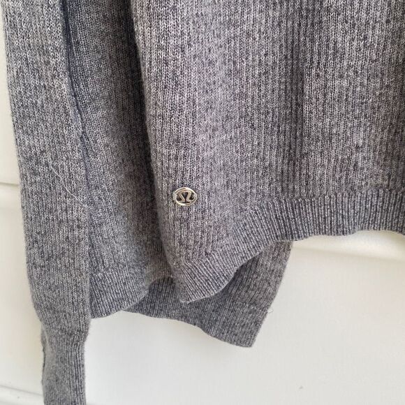 Lululemon Cabin Yogi Heathered Medium Grey Slate Ribbed Hooded Cardigan Cashmere - Picture 12 of 14